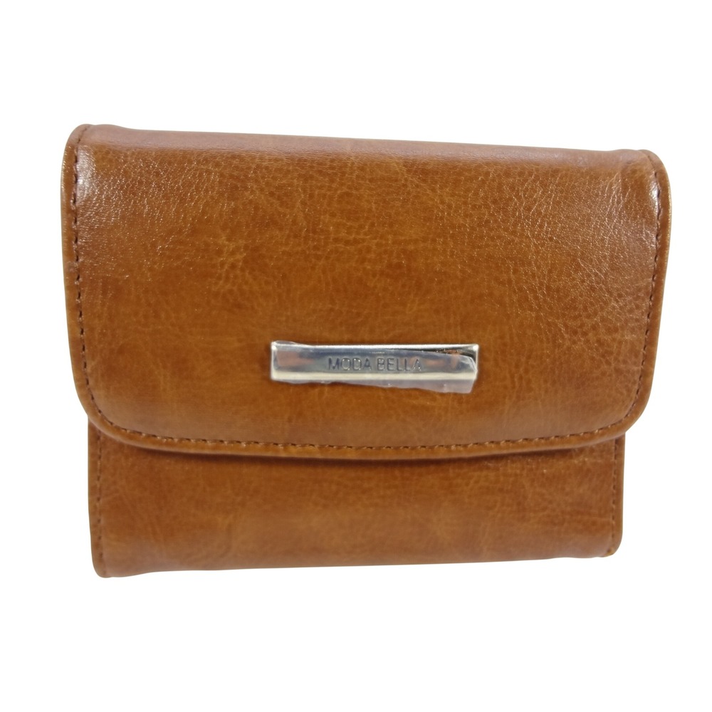 NWT‎ Moda Bella Honey Brown Tri Fold Wallet Snap Closure Coin Pocket Card Slot